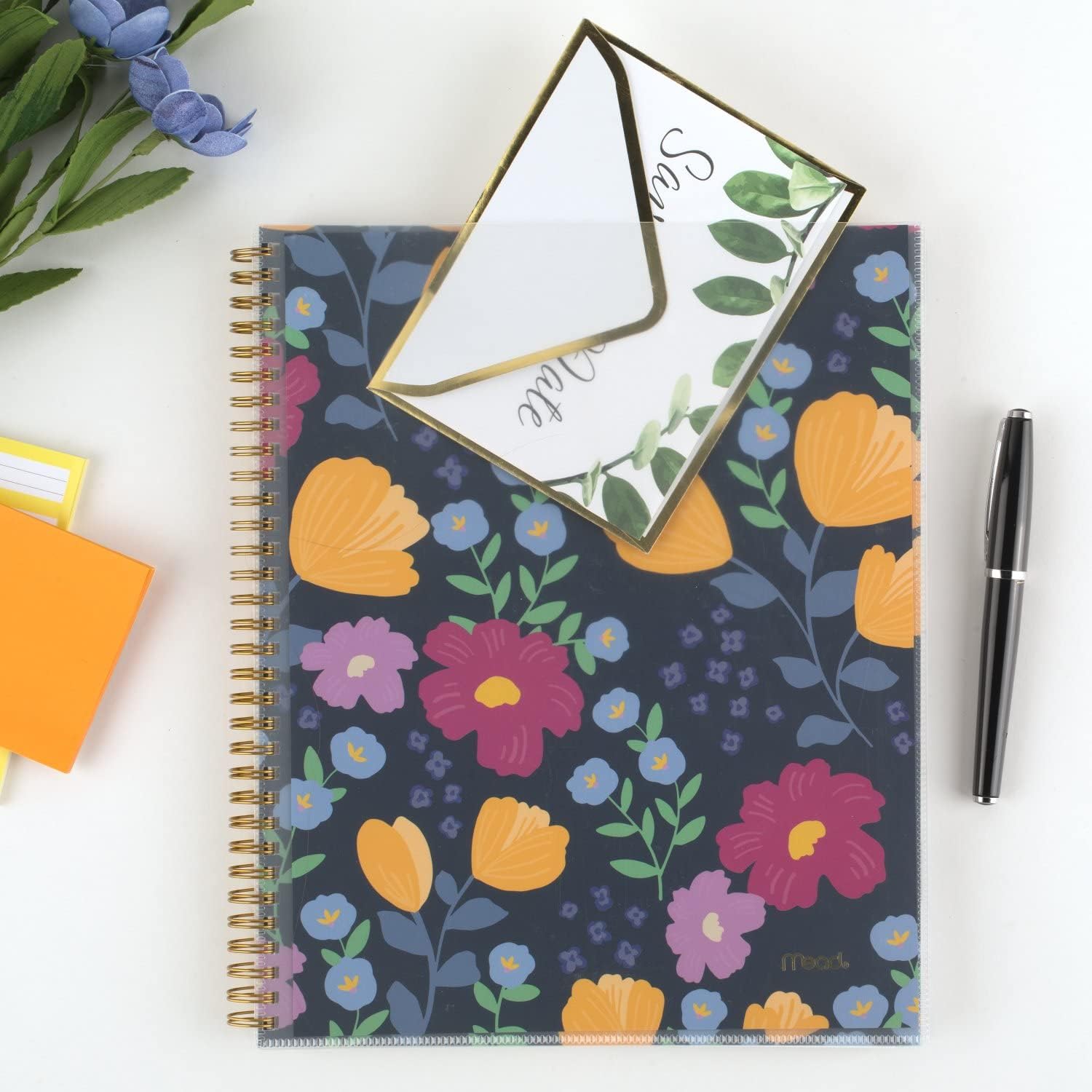 Mead 2023-2024 Academic Planner, Weekly & Monthly, 8-1/2" x 11", Large, Monthly Tabs, Pocket, Flexible Cover, Customizable, Caprice, Purple Floral (1319B-901A)