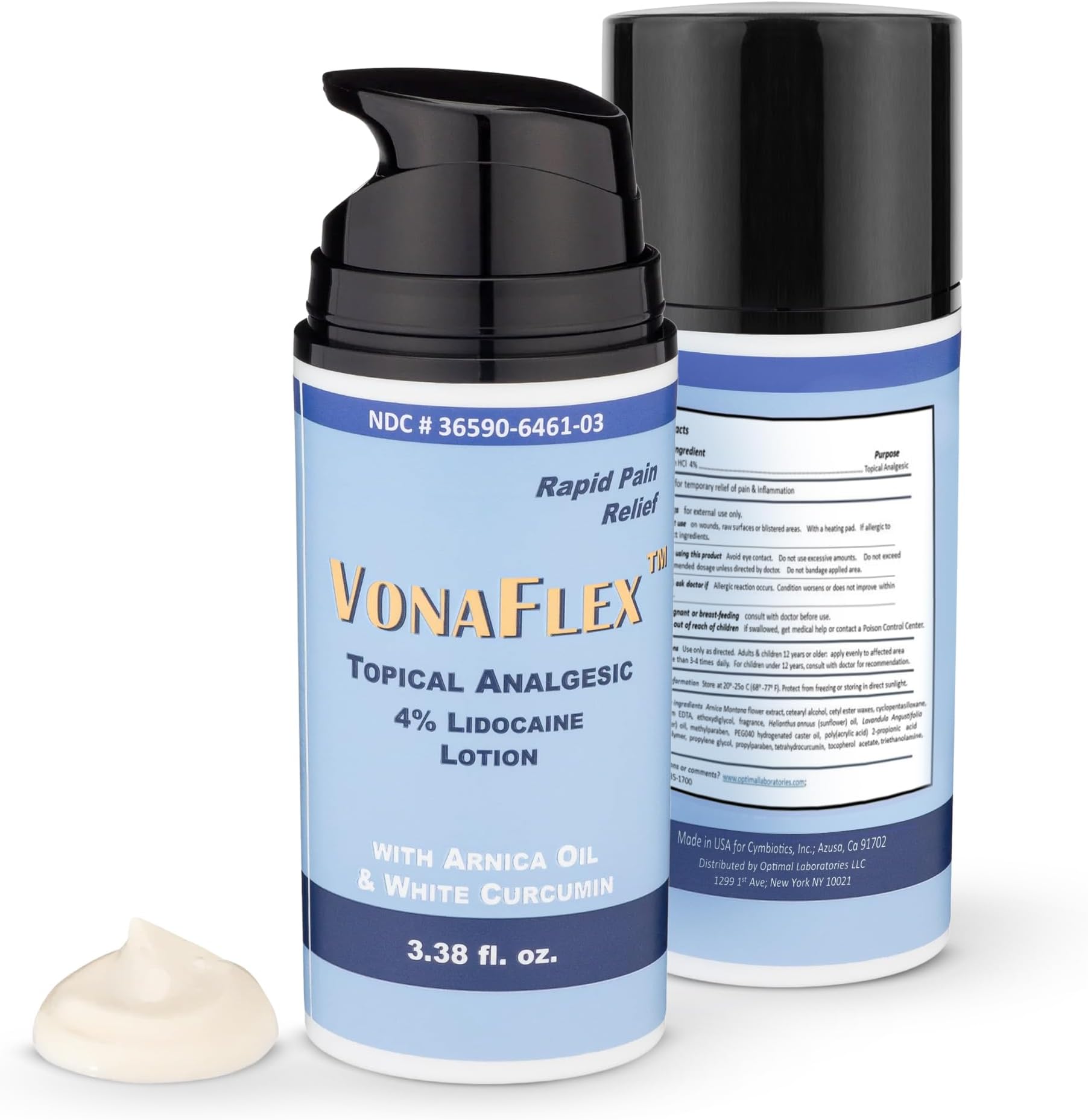 Pain Relief Lotion and Soothing Joint Support - Maximum Strength Formula 4% Lidocaine with Arnica Oil and White Curcumin - Non-Greasy - 3.38 fl. oz.