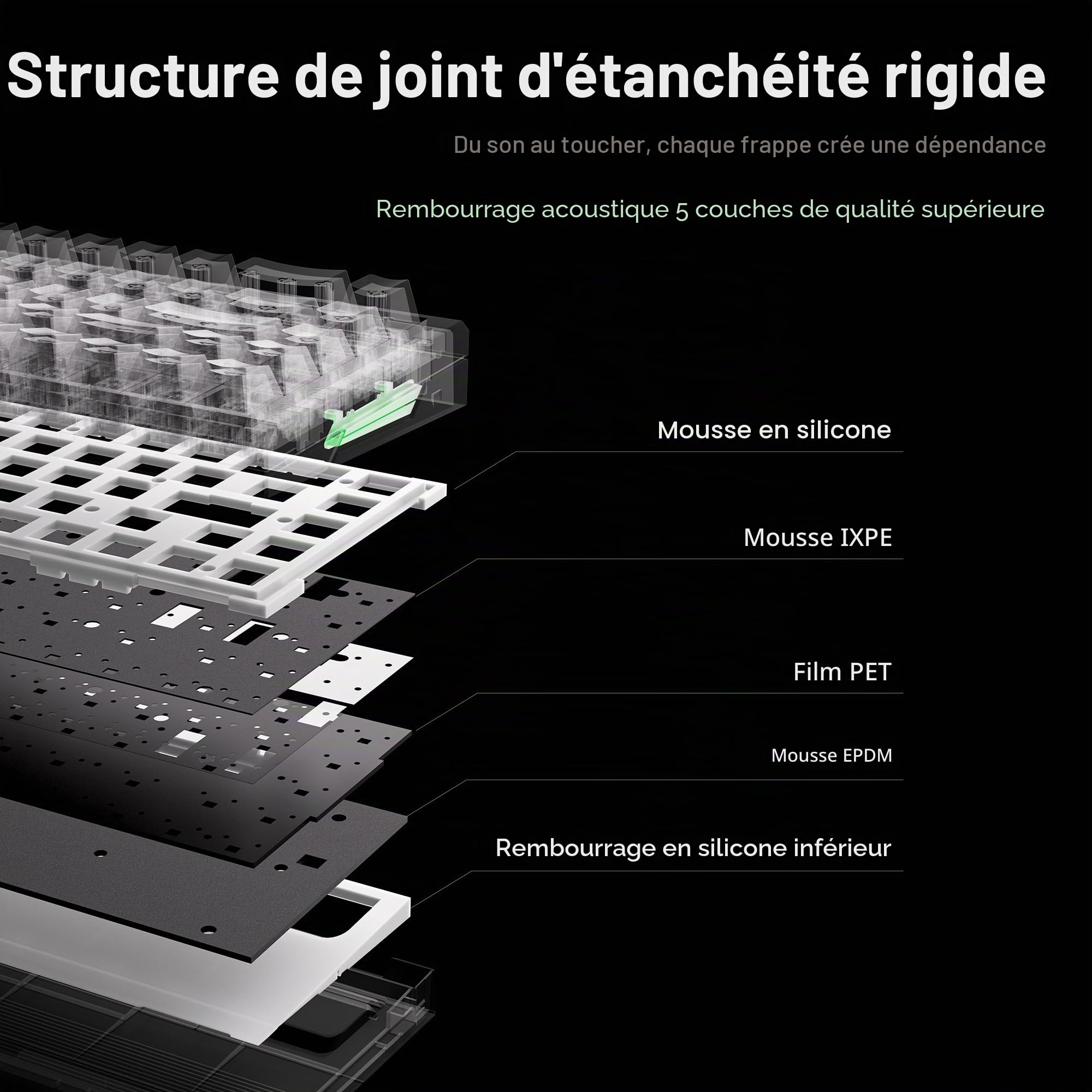 ATK RS6 Air Hall Clavier de jeu effet Hall, polling 8K, balayage 256K, latence de 0,08 ms, RT réglable de 0,001 à 3,3 mm, joint rigide 5 couches, plaque d'aluminium, 65 % 68 touches (noir-zen)