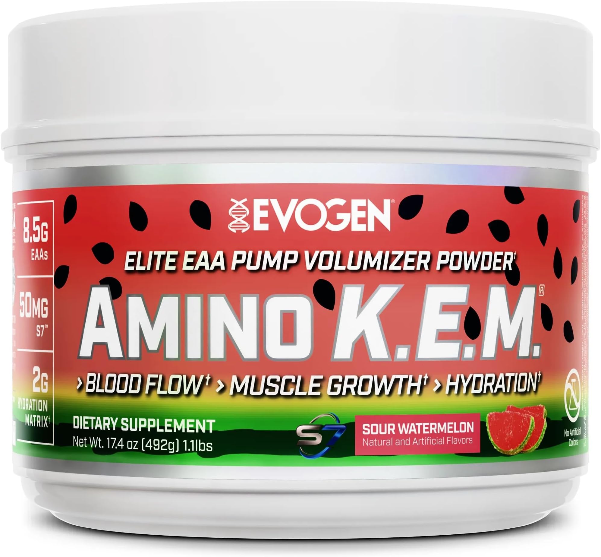 Amino KEM | Premium Essential Amino Acid , EAA & BCAA , Nitric Oxide, Betaine anhydrous, S7, Recovery, volumizing, Pump Catalyst | Sour Watermelon