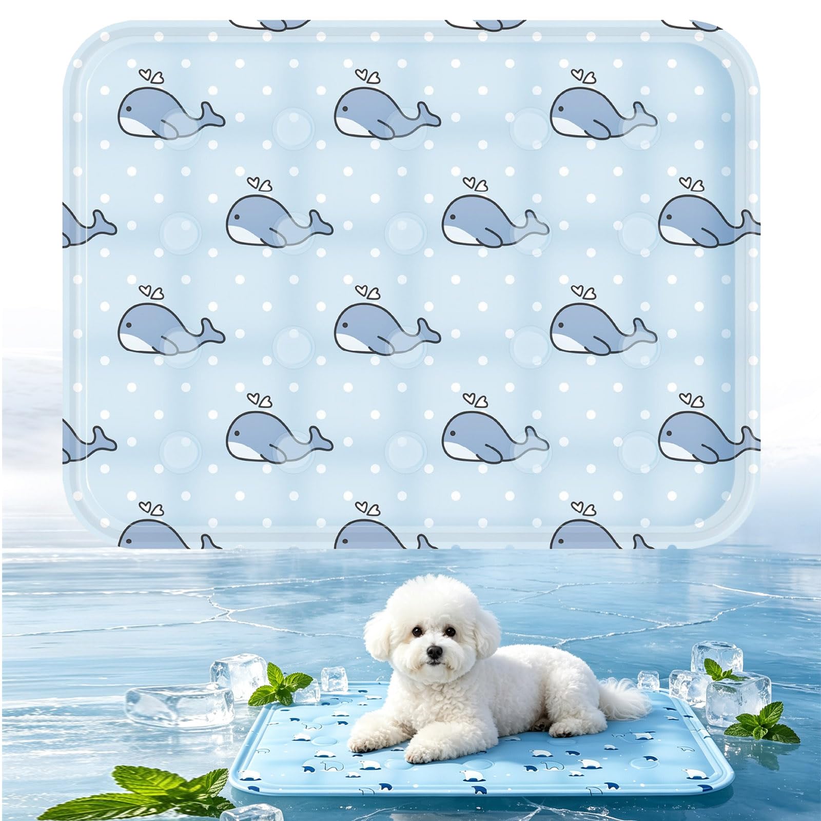 Pet Cooling Mat, 2026 New Non-Toxic Pet Cool Pad Bed Cushion for Dogs, Cats, and Rabbits, Anti-Scratch Foldable Soft Mat for Crate Floor Sofa, Heat Relief Mats with Cute Print in Hot Summer
