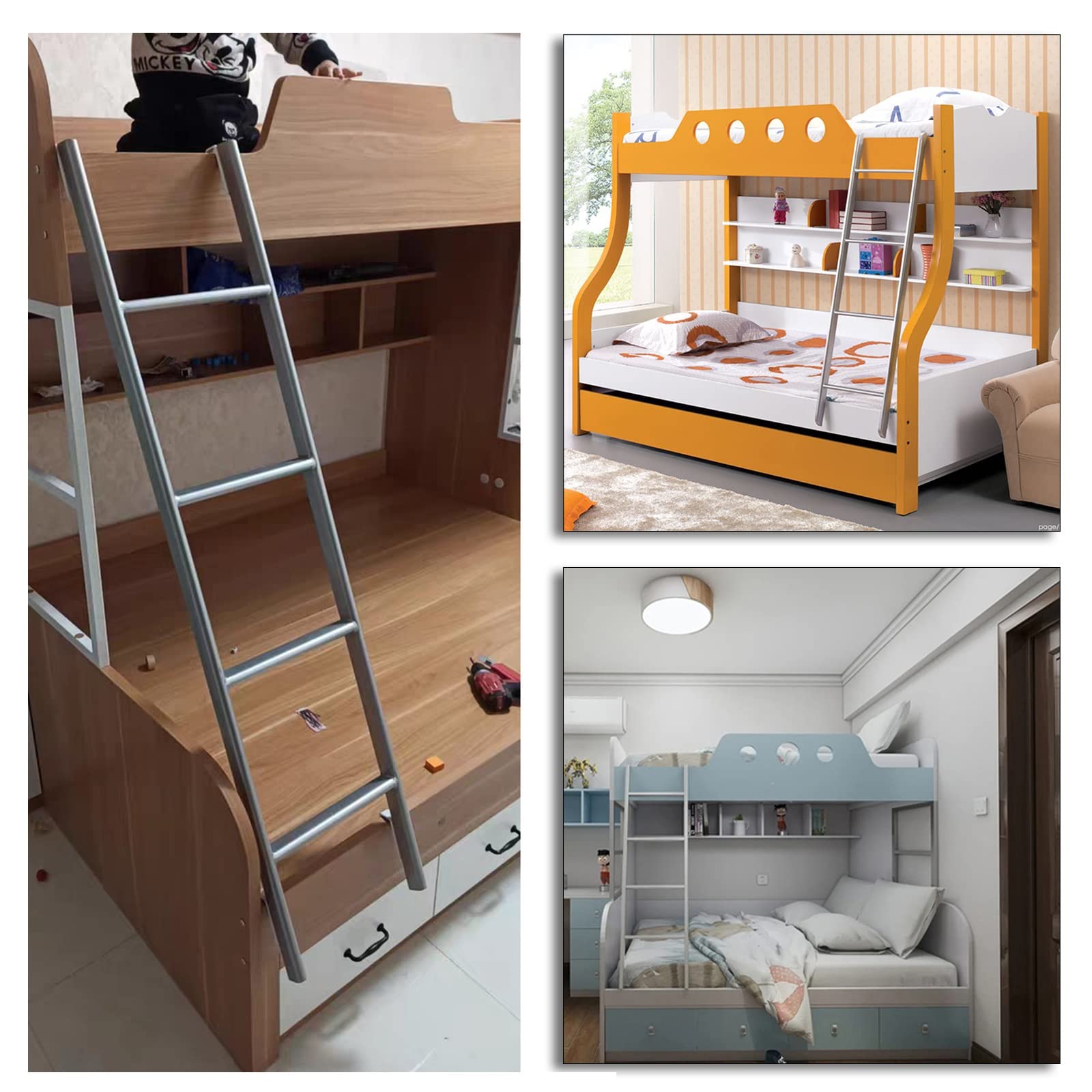 LXLA- Etagenleiter Zum Wohnmobil Bett - Einstellbare Hakenposition, Hochbett- / Hochbettleitern- Wohnheim Schlafzimmer, Reiseanhänger Wohnmobil, Silber Grau (Size : 1.3m/4.3ft)