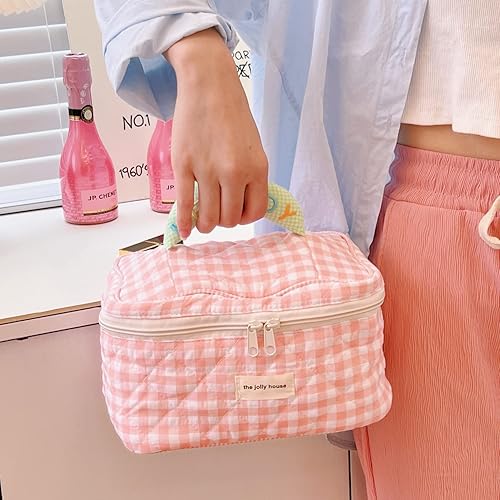 Miniatura 9 de BILIPOPX Bonita bolsa de cosméticos kawaii de viaje, de algodón, organizador de maquillaje con asa, bolsa de aseo para mujeres, adolescentes y