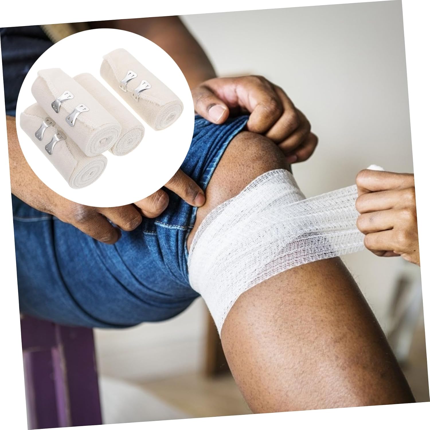 10pcs Elastic Bandage with Clips Adjustable Compression Wraps for Elbow Ankle and Knee Support Breathable Reusable for Sports Injuries and
