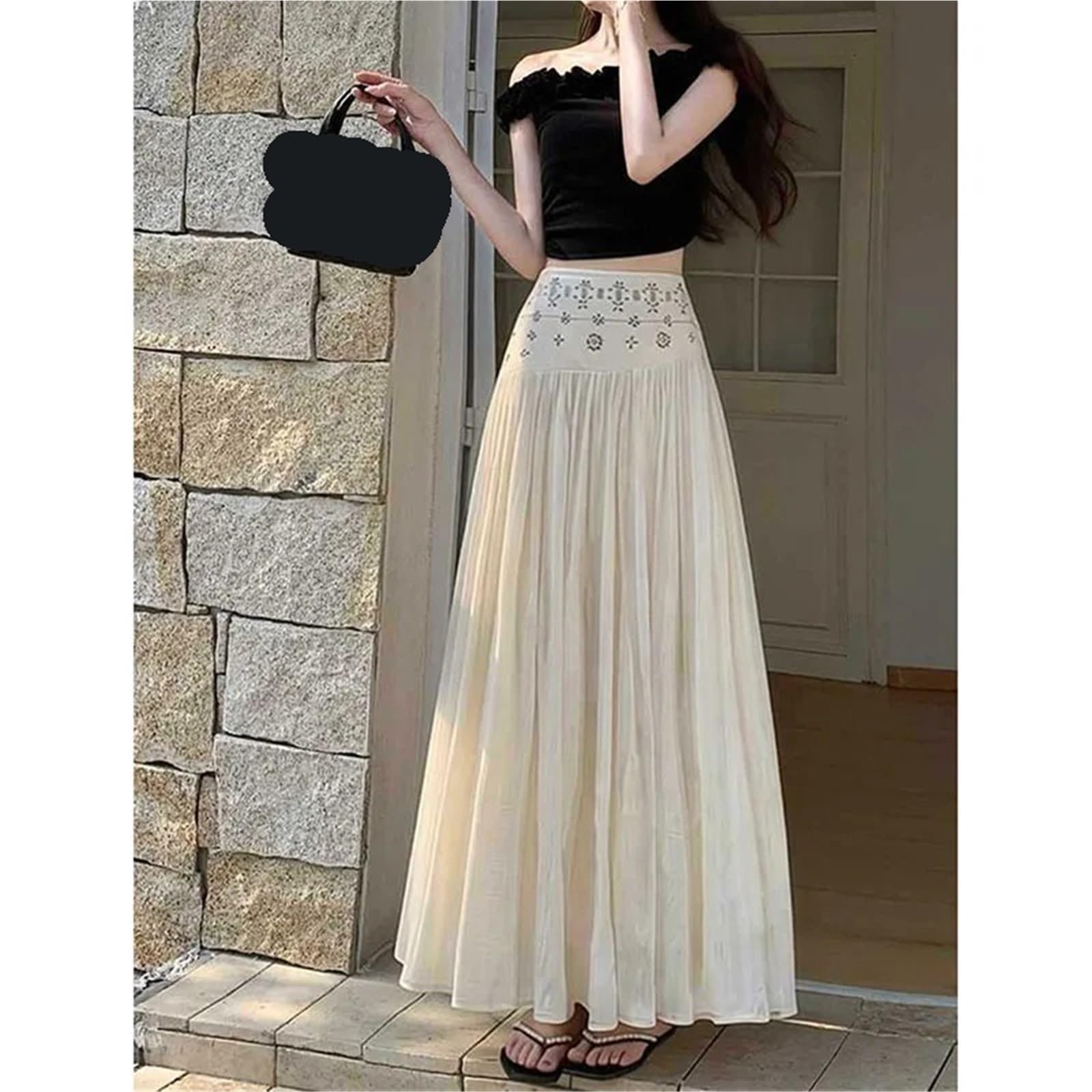 Gonne in chiffon bianco for le vacanze Garza sottile estiva femminile