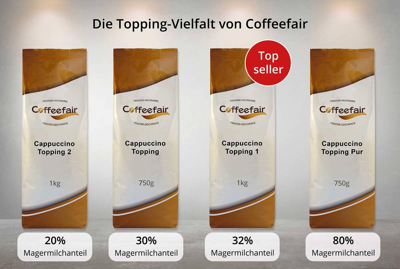Coffeefair Cappuccino Topping 1 Instant-Milchpulver 10 x 1kg, Milchpulver für Kaffee- & Heißgetränkeautomaten, 32% Magermilchanteil