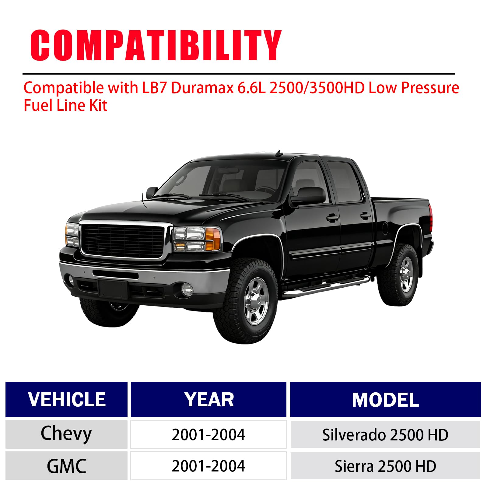Kit de línea de combustible de baja presión compatible con Chevy Silverado 2500 HD GMC Sierra 2500 HD LB7 Duramax 2500/3500HD 6.6L 2001-2004 reemplaza # 97216063 97216067 97230321