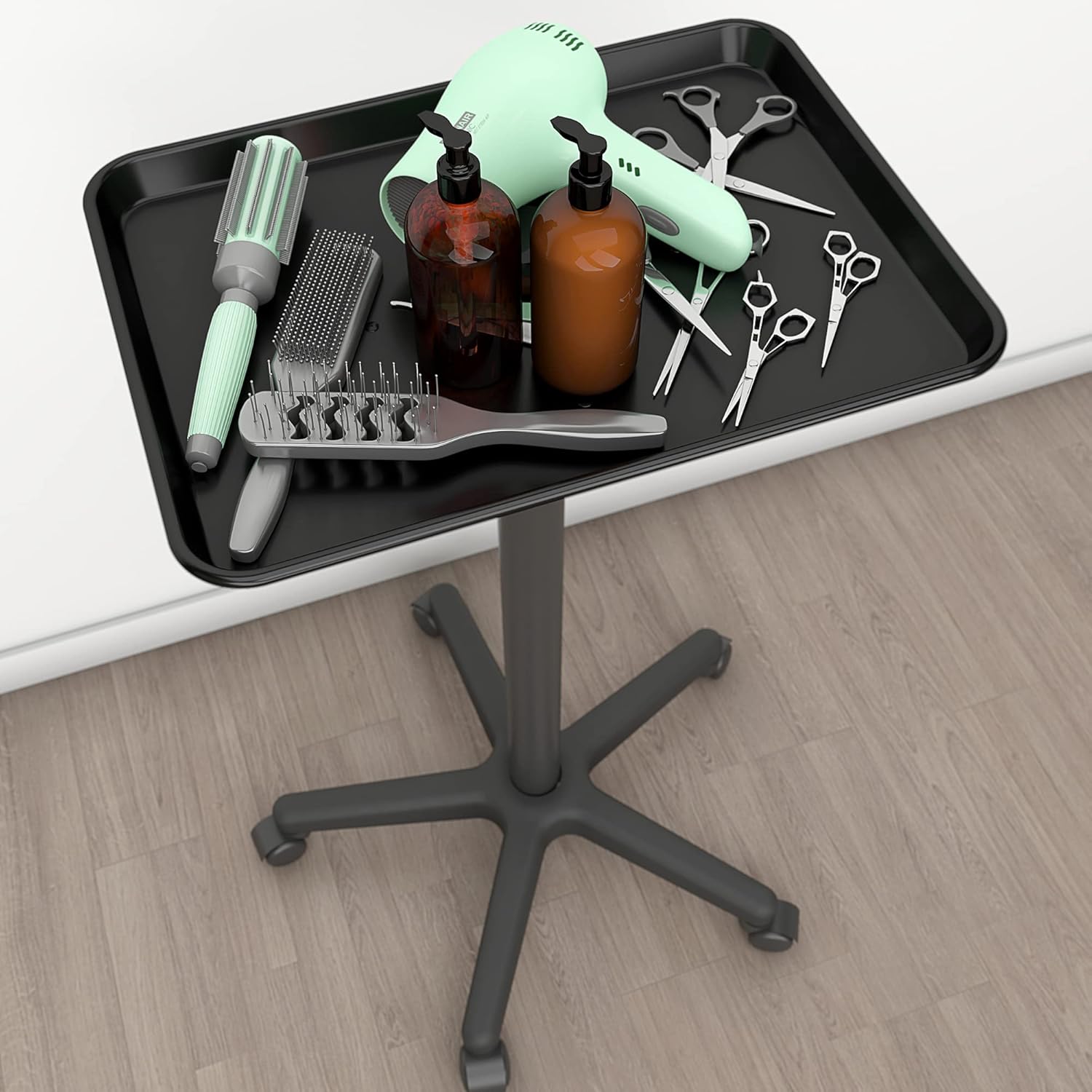 Premium Aluminum Instrument Salon Tray Tattoo Rolling Tray Station (Dark Black) : Beauty & Personal Care