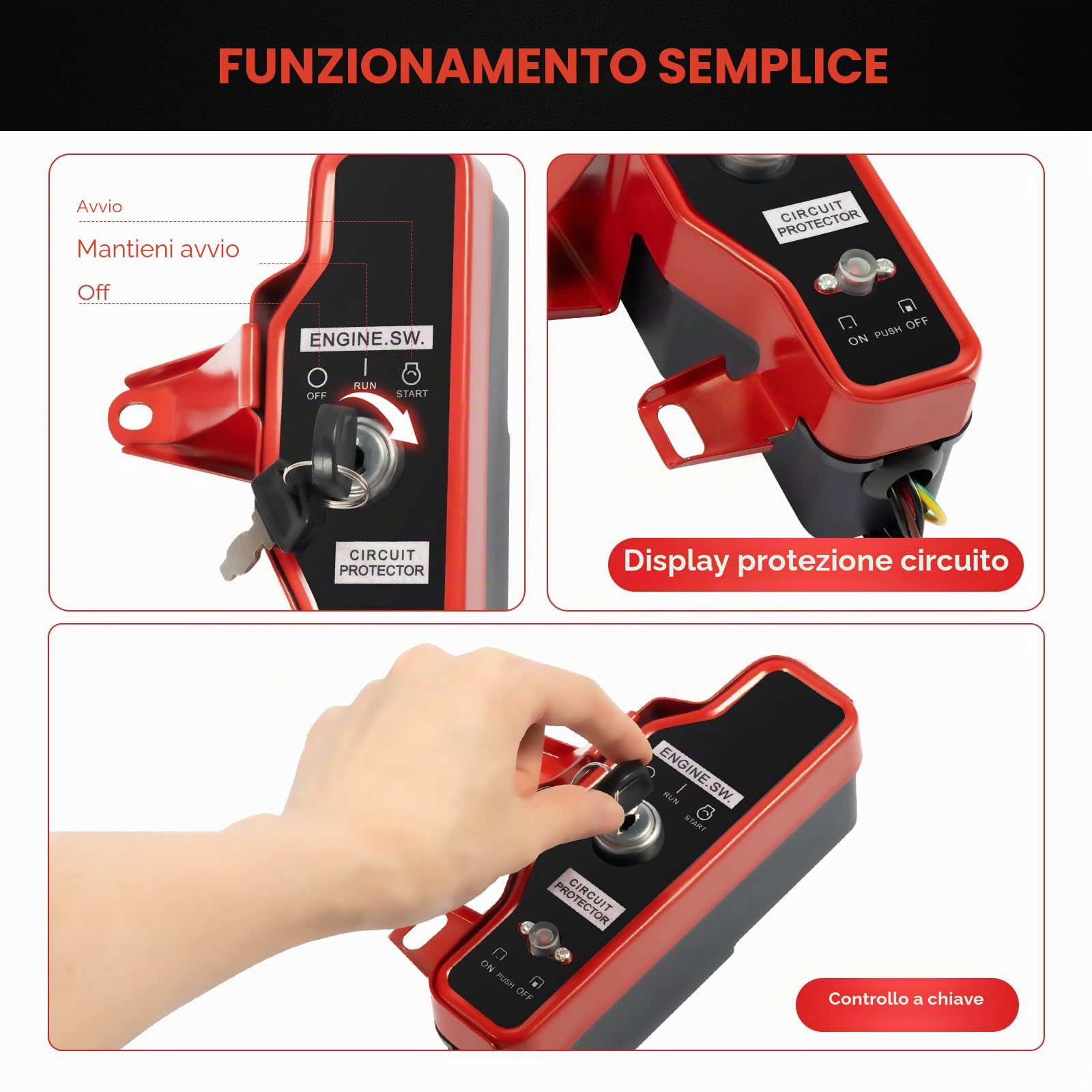 Kit di Avviamento Elettrico per Honda GX160 5.5HP GX200 6.5HP - Starter Motore a 4 Tempi Con Avviamento Magnetico e Interruttore a Chiave
