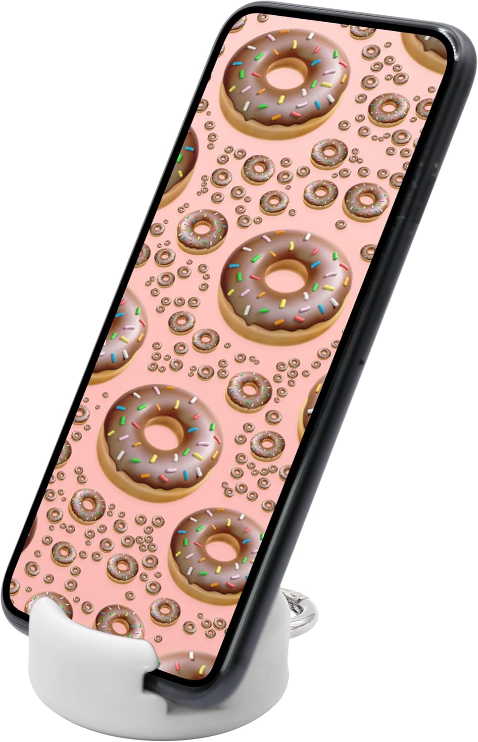 GoDonut Mini – Portable Keychain Cell Phone Stand & Holder – Desk Accessory Perfect for Travel, Office & Nightstand – Compatible with iPad mini and Smartphones - White