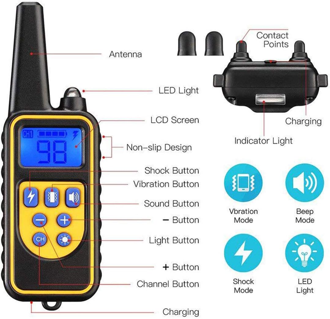 Dog Training Collar Vibration and Beeper Training Command 300 Meters