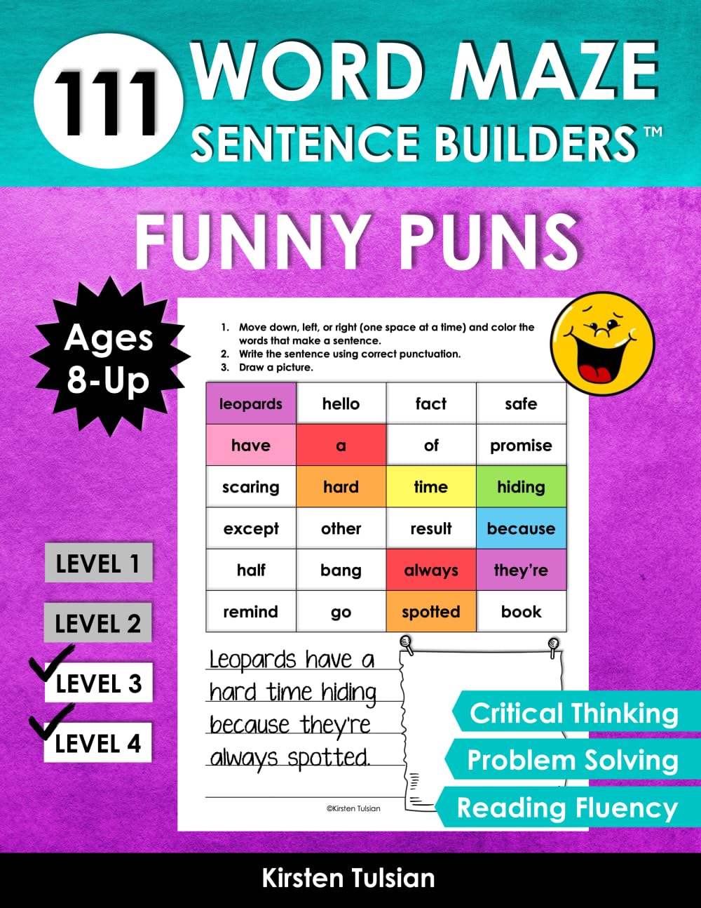111 FUNNY PUNS Word Maze Sentence Builders: Fun Writing Games for Kids Ages 8 and Up to Improve Critical Thinking,...