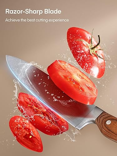 Miniatura 3 de Juego de cuchillos de cocina de 14 piezas con bloque de madera, acero inoxidable de alto carbono, juego de bloques de cuchillos autoafilables con