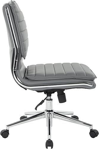 Miniatura 4 de Office Star SPX - Silla de oficina de gerente de piel sintética sin brazos y respaldo medio con base cromada, color carbón