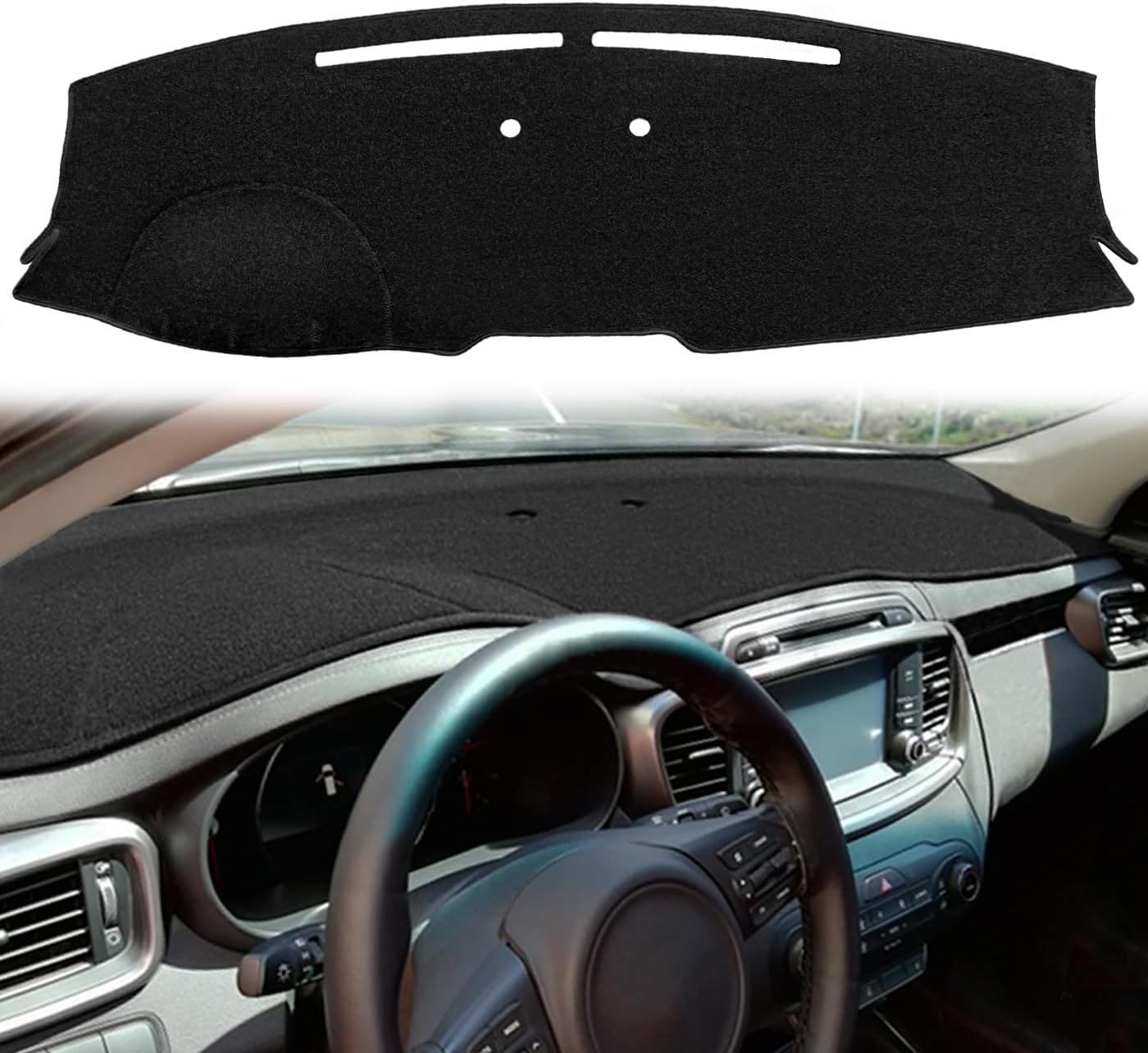 Yiz Dash Cover Mat Custom Fit for Kia Sorento with Sensors,Dashboard Cover Pad Carpet (Black) J242
