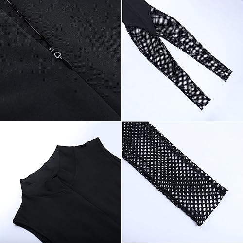 Miniatura 5 de Uni Clau Overol entallado de una sola pieza para mujer, translúcido, con cuello en V profundo, malla enteriza estampada de leopardo, para discotecas.