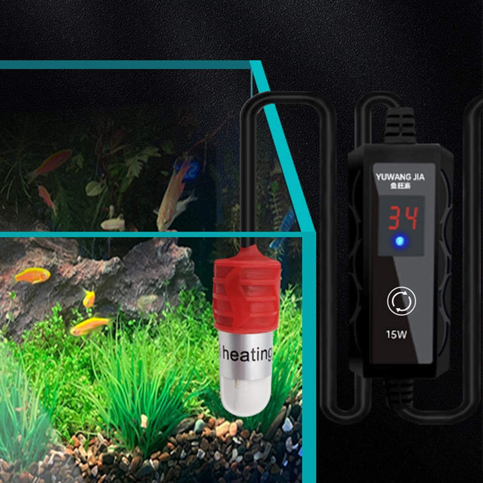 Juego de 5 termostatos sumergibles automáticos con varilla de calor para acuario, calentador de pecera, 15 W