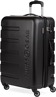 7366 Signature Hardside Expandable Luggage with Spinner Wheels, TSA Lock, Black, Checked-Medium 23-Inch