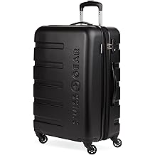 7366 حقيبة سفر قابلة للتوسيع من Signature Hardside مع عجلات دوارة، قفل TSA، أسود، منقوش - متوسط الحجم 23 بوصة