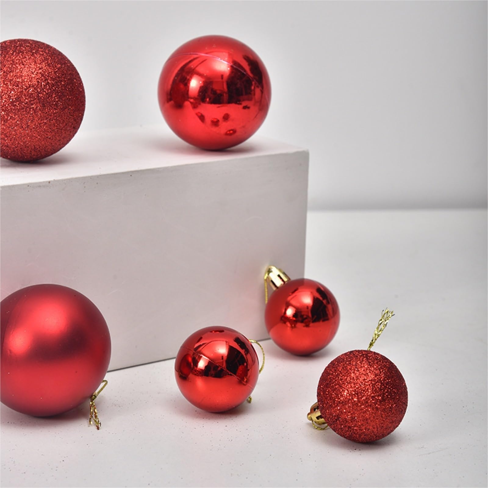 Baumschmuck Weihnachtsdekoration, 9 Kunststoffornamente, Je 8 cm Durchmesser Weihnachtskugeln(Metallic2)