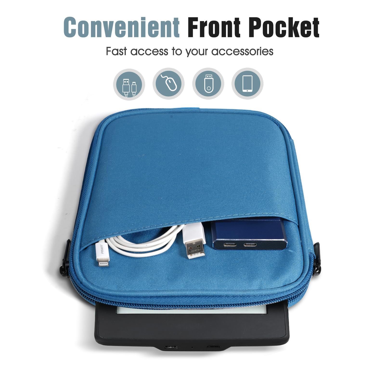 TiMOVO 6-7 Pollici Custodia per Tablet, Paperwhite/Colorsoft Signature Edition, Custodia Protettiva con Tasca per E-Reader/Oasis e Dispositivi Kobo, Blu Pavone