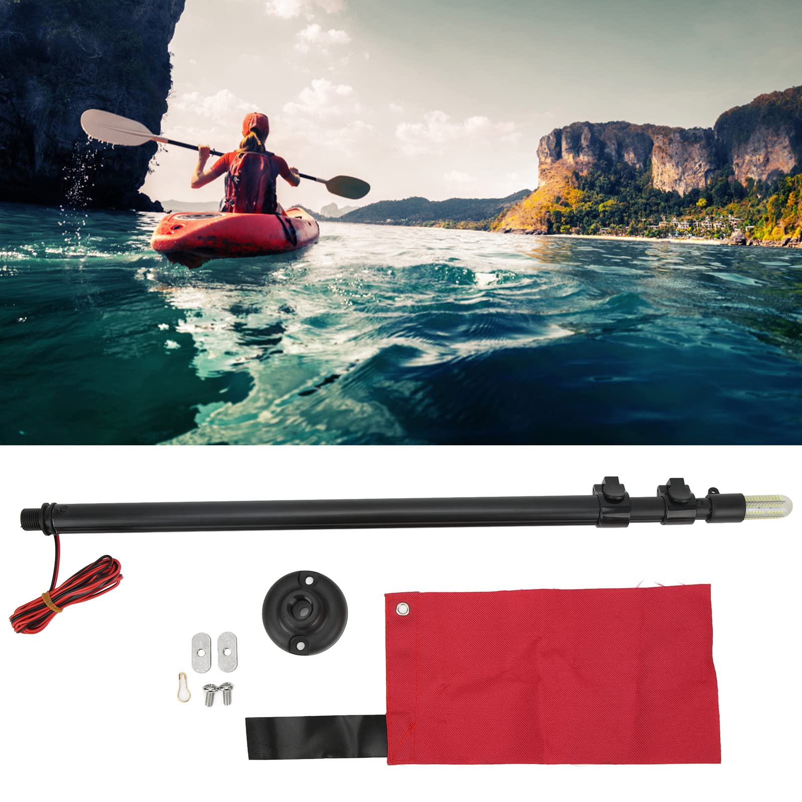 Kit de Bandera de Seguridad para Kayak, Kit de luz de Visibilidad, Bandera de Seguridad para Kayak con Montaje en Pista, Compatible con Montaje en Pista, para Kit de Visibilidad