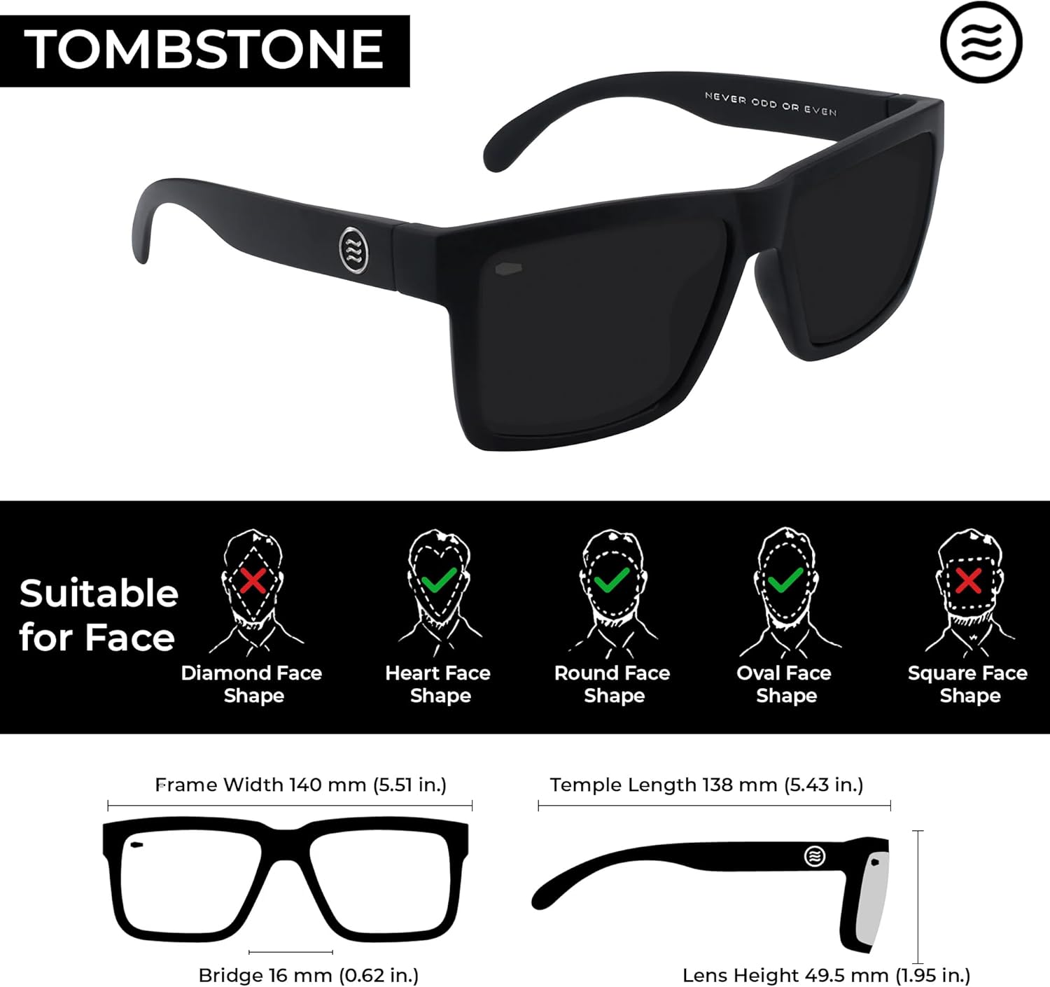 NEVEN Tombstone Men’s Polarized Sunglasses - Rugged Relaxed Rectangular UV Protection Sunglasses - Cool Urban Fashion Glasses Lowrider image 6 of 7 B0CNDBSVN2