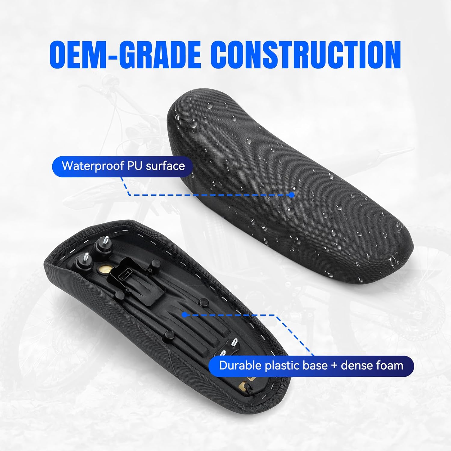 LKV Surron Seat Replacement for Sur Ron Light Bee S/X, Upgraded Thick & Wide Comfort Surron Seat, High-Density Foam Waterproof Dirt Bike Seat, Bolt-On Design