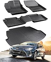 BAMACAR Custom Floor Mats & Cargo Liner for 2020-2026 Toyota Corolla Sedan (Hybrid) - All-Weather TPE 4-Piece Set