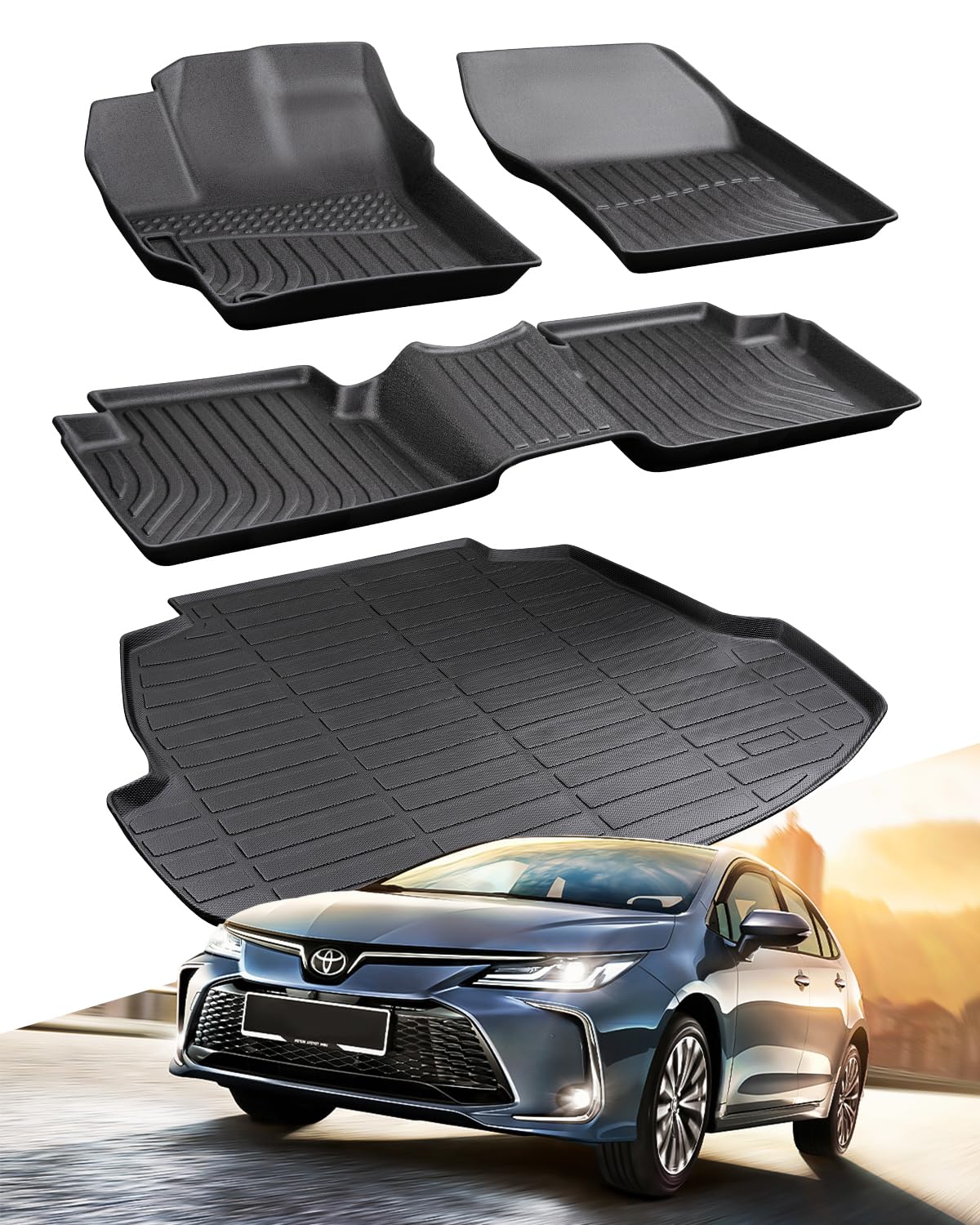 BAMACAR 2020-2025 2026 for Toyota Corolla Sedan Floor Mats Cargo Liner 4Pcs Not for Hatchback and Cross All