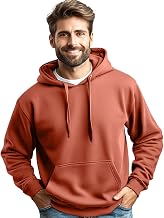 Stars and Stripes Mens Vintage Brown Plain Long Sleeve Hoodie with Kangaroo Pocket Drawstring No Zipper