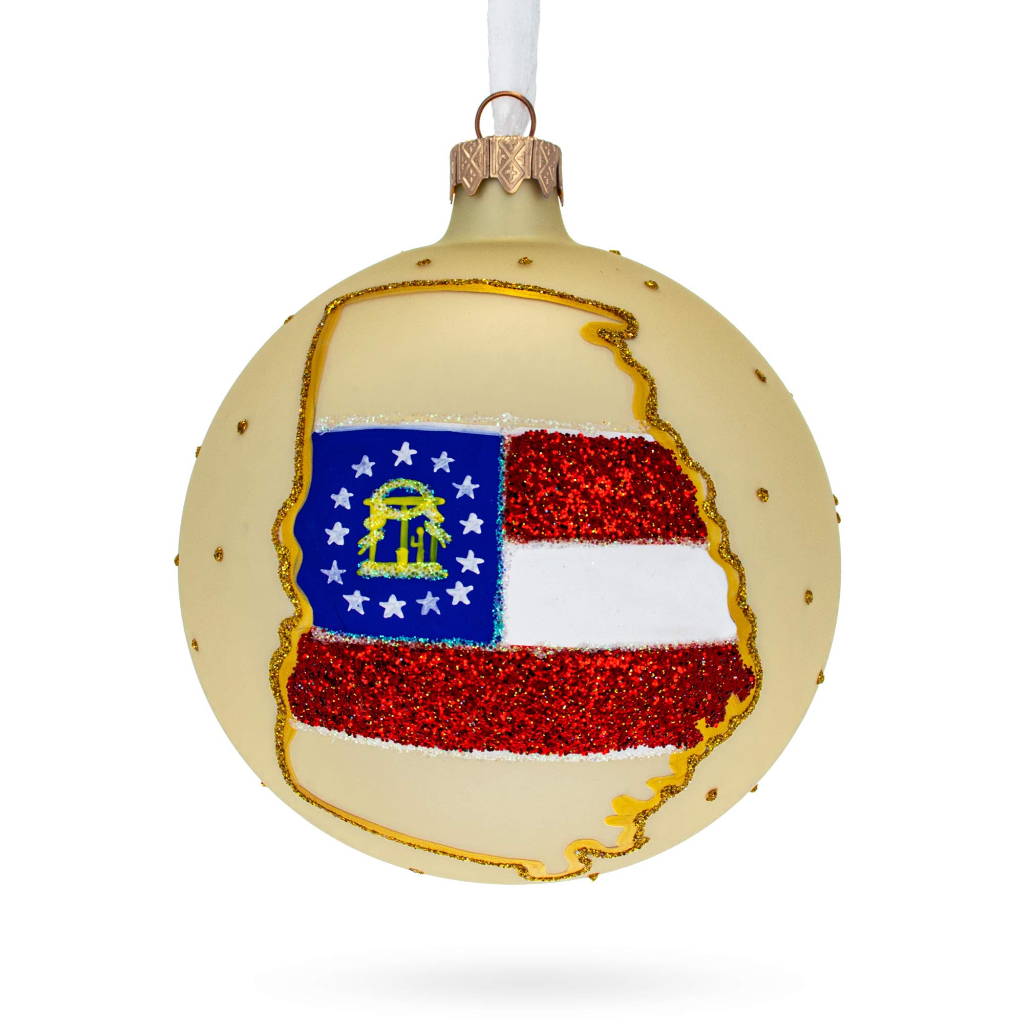 Boule de Noël Géorgie en verre de 4 pouces pour illuminer votre réveillon en famille