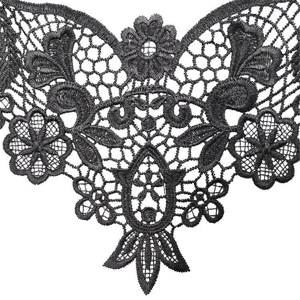 Faux Col En Dentelle Brodée - Applique Florale à Coudre Pour Customiser Chemises, Robes, Pulls, Projets DIY, Couleur Blanc - 12