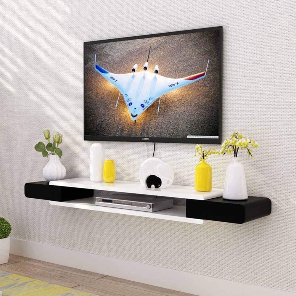 Mobile da parete per TV con mensola sospesa per soggiorno, salvaspazio, mobile da parete per TV, elegante supporto per lettore DVD/Blu Ray, 90 cm