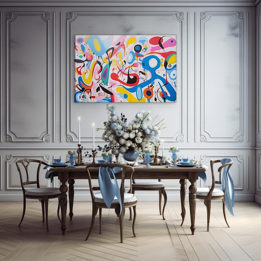 Canvas for Living room. Vibrant Complexity: An Abstract Symphony of Colors Unleashed on Canvas, 27 x 18 inch Canvas Wall Art - Contemporary Masterpieces - Modern Home Decor