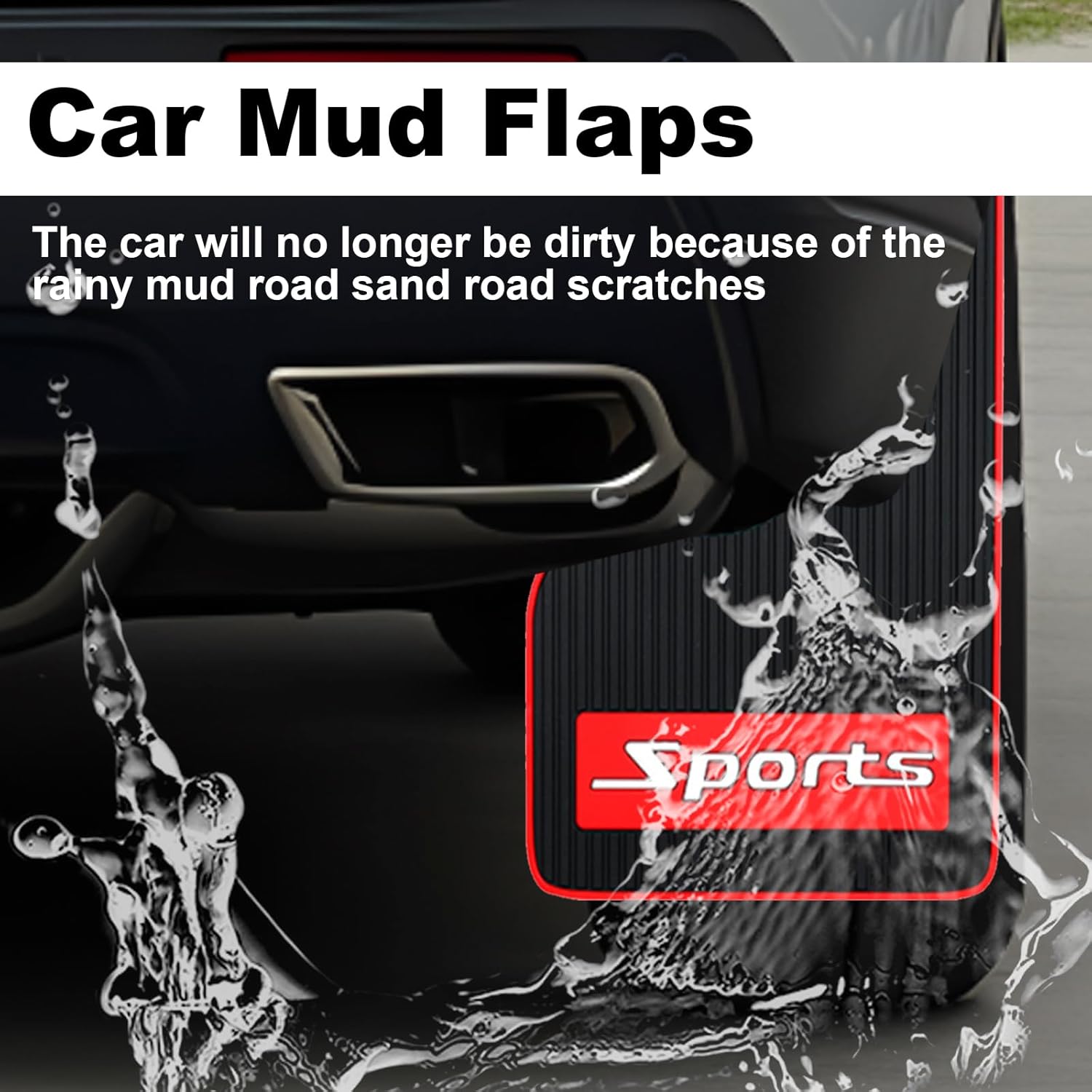 4 pcs Car Mud Flaps Universal Rubber Mudguard - Soft Material Automotive Fender - Splash Guards Rubber mud Guard Universal Pickup SUV - No Collision Universal 43cm23cm0.5cm