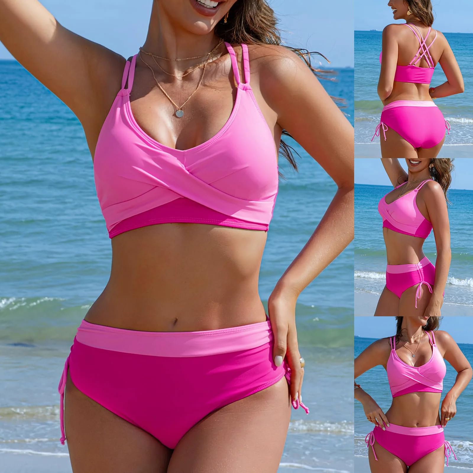 Bañador Mujer Bikini De Talle Alto para Mujeres Bañadores Sexys De Dos Piezas Traje De Baño Vintage con Estampado Retro De Tiro Alto