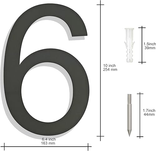 Miniatura 43 de Números grandes de acero inoxidable de 8 pulgadas, número de puerta de dirección de casa moderno negro para exterior, fácil de instalar, negro mate