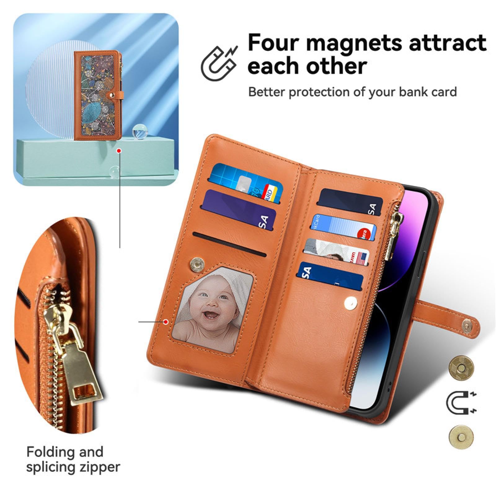 Do Samsung Note20 Ultra Smycz Skórzany Portfel Zapinany Na Zamek Etui na Karty Telefony Flip Stand Cover (Do Samsung Note20 Ultra/czarny)
