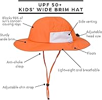 Vista 2 de SwimZip, sombrero unisex para niños, ala ancha, protección solar FPS 50, ajustable.