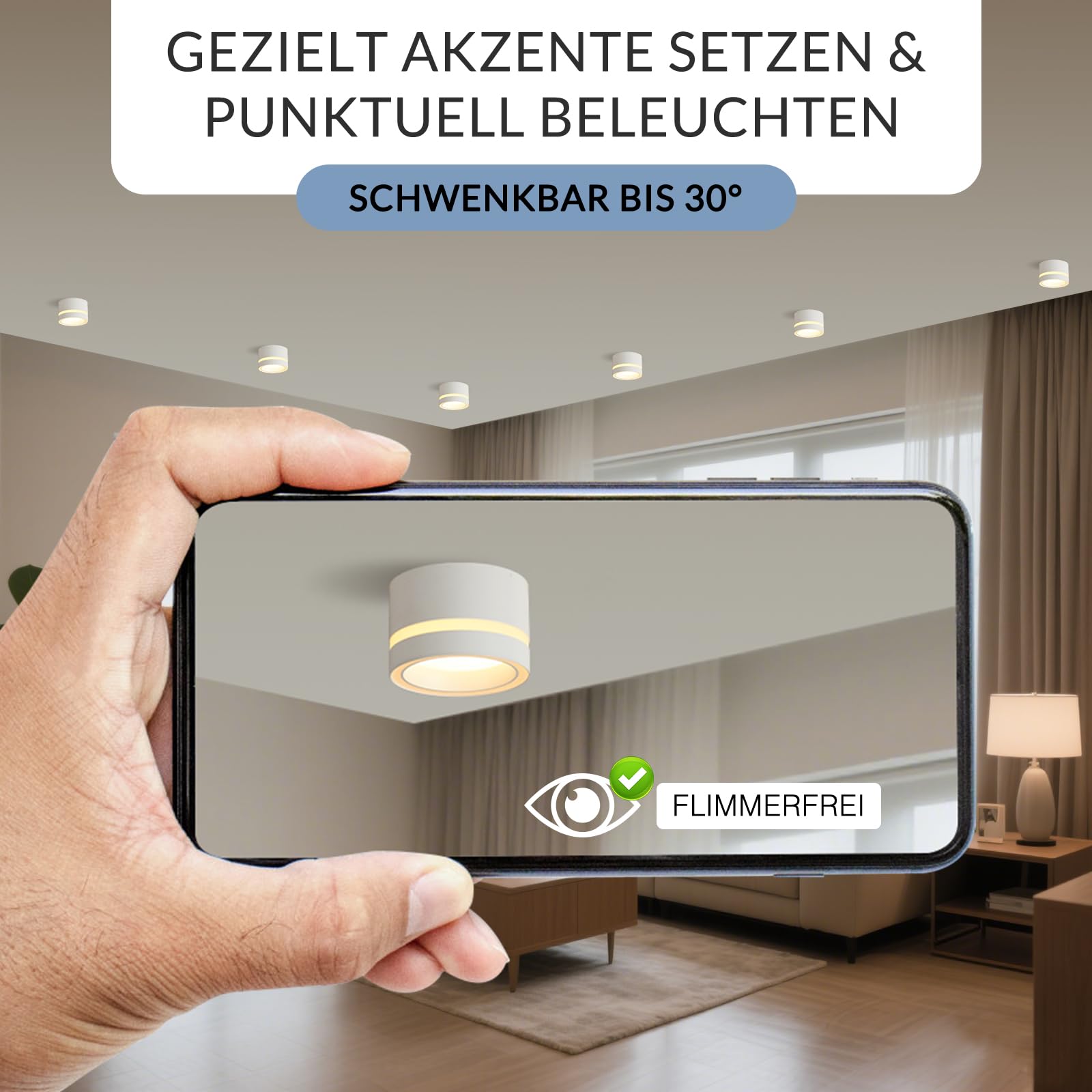 HCFEI LED Aufbauspots IP44 - Ø85*55mm Deckenspots - 6W 600LM GX53 LED Aufbaustrahler - Aluminium Aufputz 230V Aufbauleuchte Deckenlampe für Bad Badezimmer (Weiß 2700k 4 Stück)