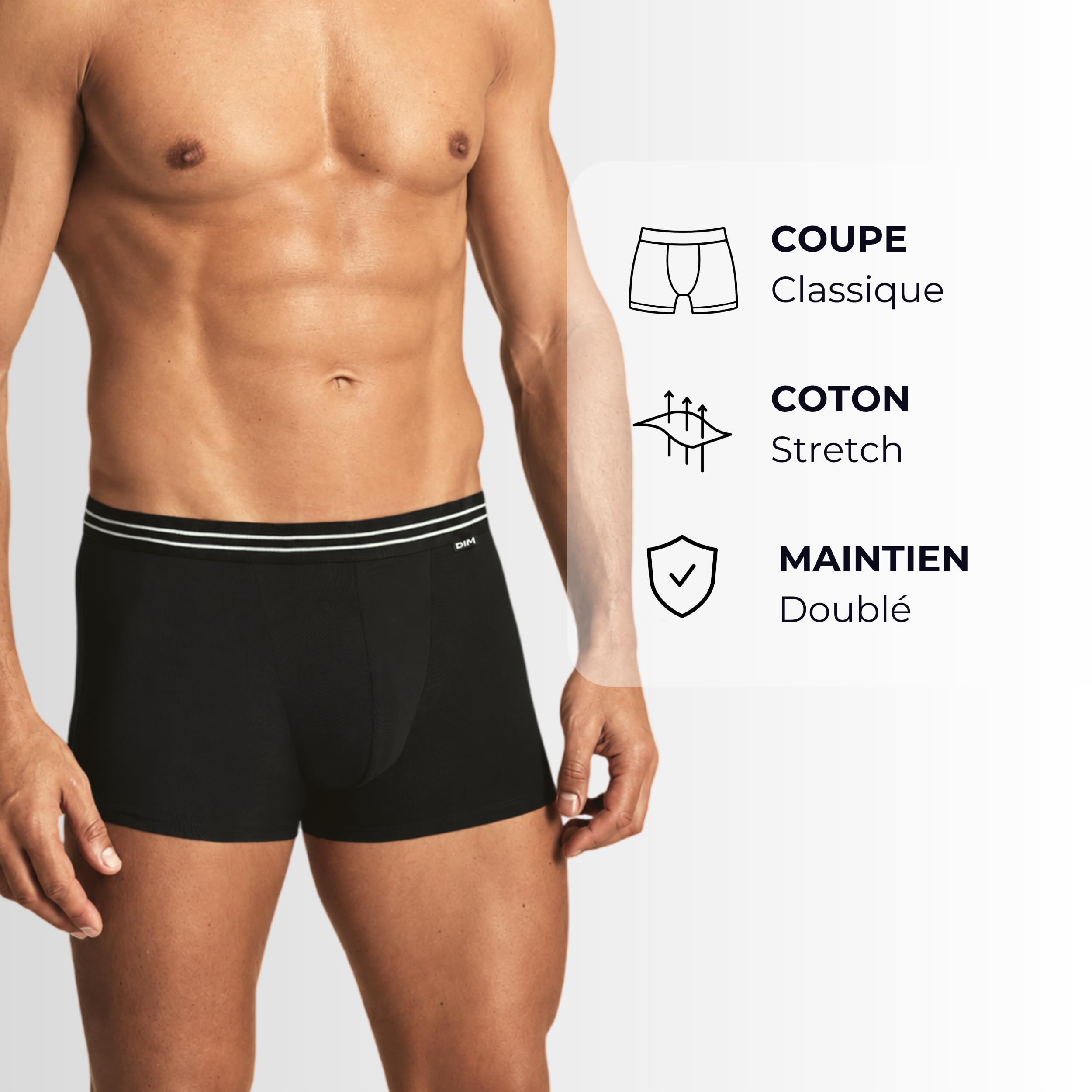 Dim Boxer Pack Ecodim Coton Stretch Confortable Negro Hombre x8