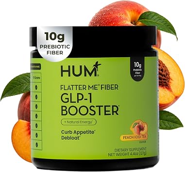 HUM Flatter Me Fiber Supplement, Peach Iced Tea, Digestive Gut Health