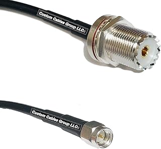1 Foot RG58 Silver Plated UHF Female Bulkhead to SMA Male RF Coaxial Cable