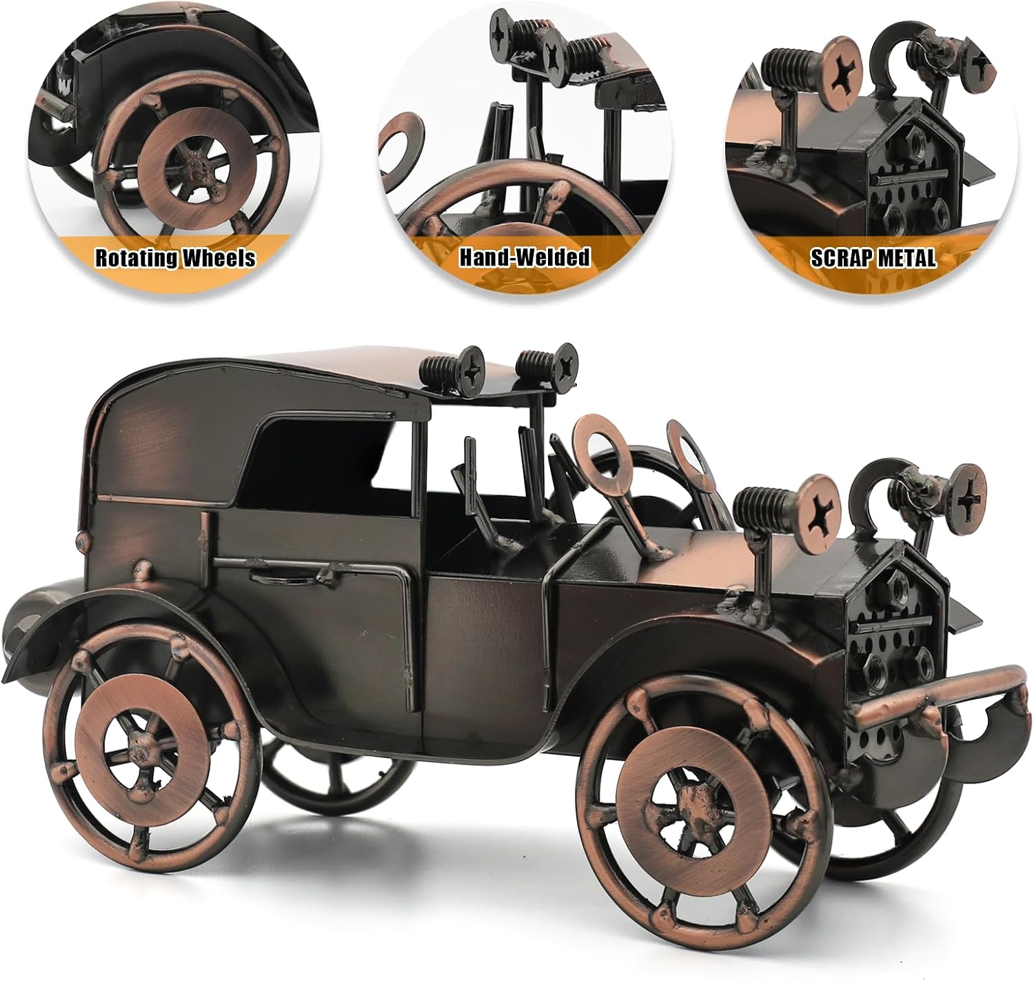 Classic Car Gifts for Men & Women - Antique Collectible Car for Adults, Scrap Metal Vintage Car Decor for Man Cave, Garage, Office, Home, Ideal Gifts for Car Lovers
