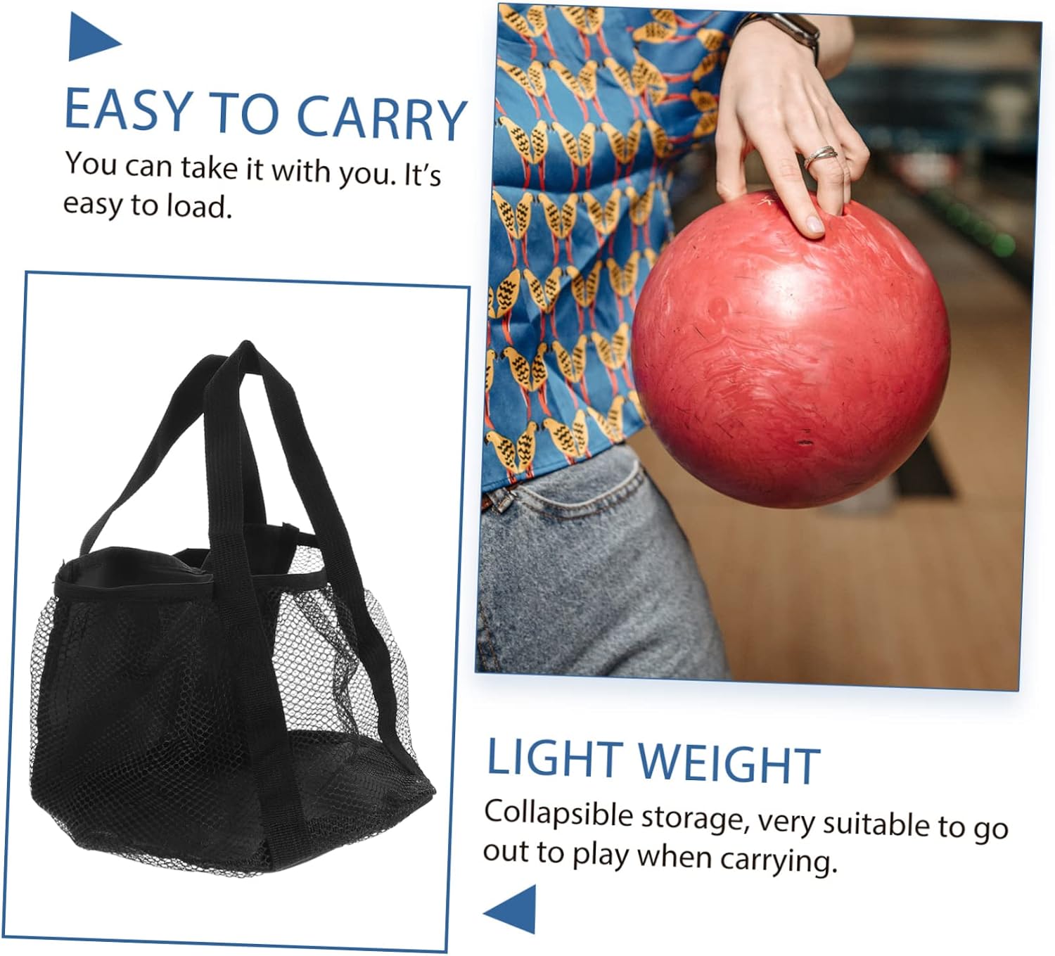 Convenient Bowling Bag Breathable Mesh Design Large Capacity Multi-use Sports Tote for Equipment and Various Sports