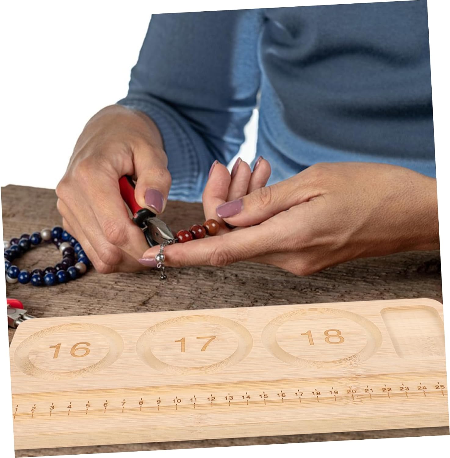 Beading Board for Jewelry Making Design Tray with Measurement Tool for Crafting Projects and Bead Organization for Bracelets and Necklaces