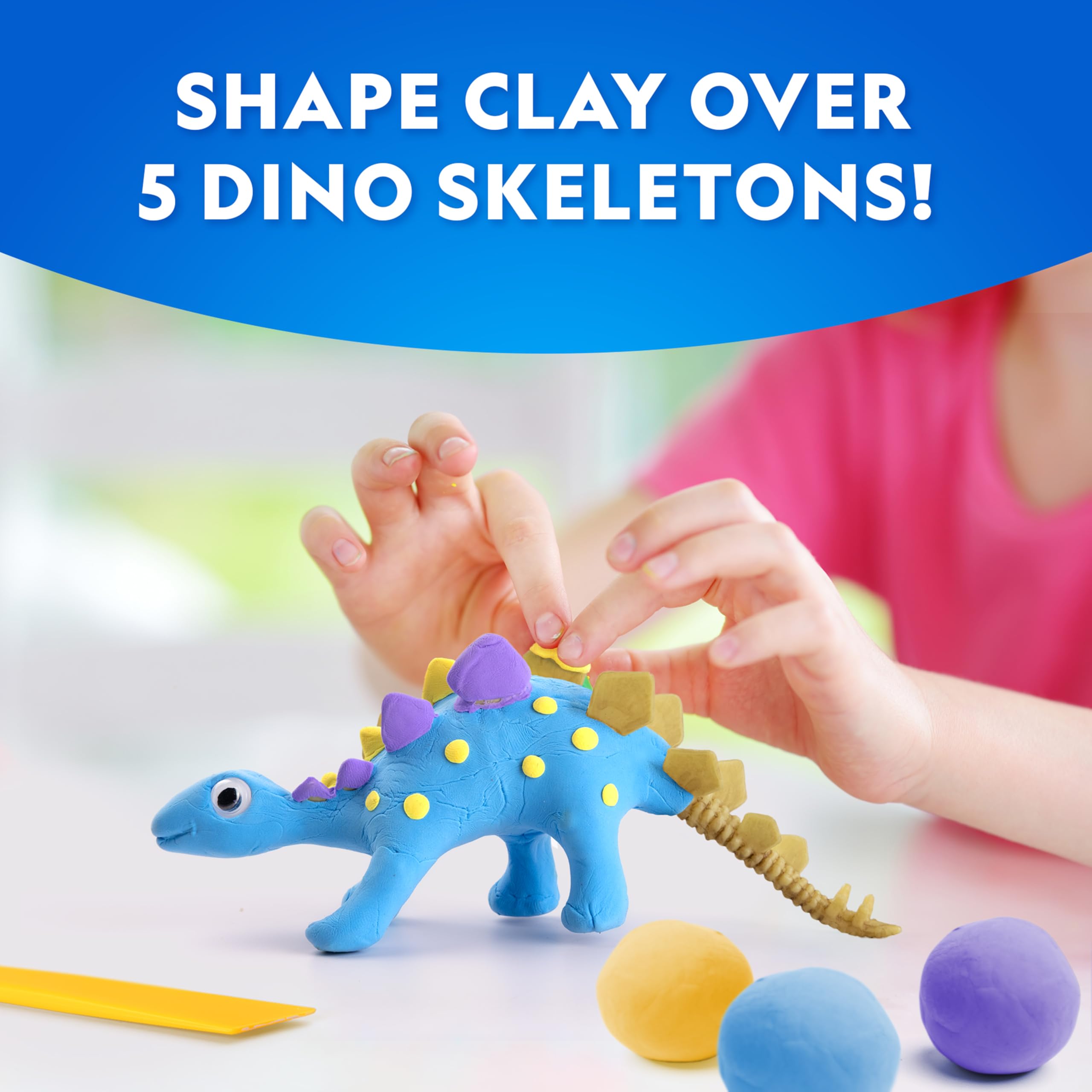 NATIONAL GEOGRAPHIC Clay Dinosaur Craft Kit, Dinosaur Arts & Crafts for Kids with 5 Colors of Air Dry Clay, 5 Dino Skeletons - Image 2