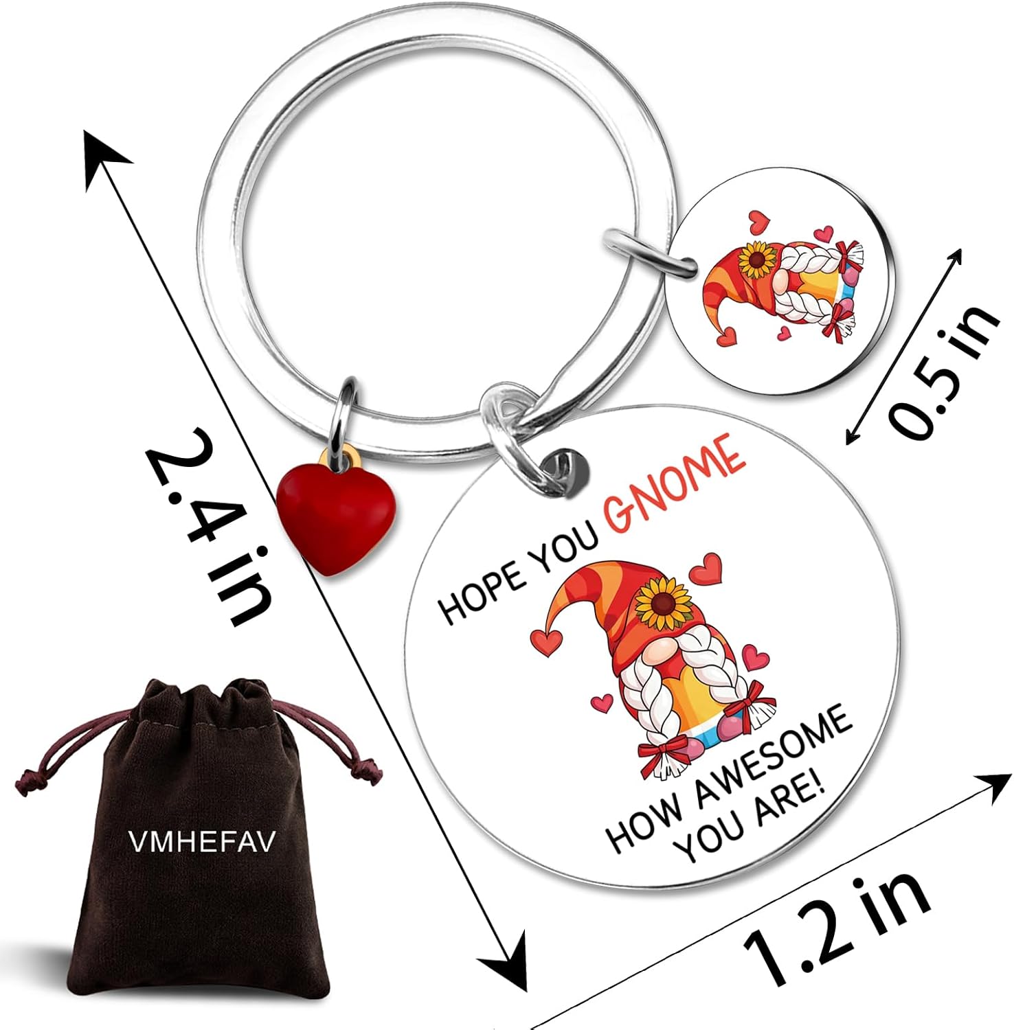 Gnomes Keychain Gifts For Women Men Inspirational Gnome Gifts For Women Friends Encouraging Friendship Gnomes Gift for Bff Besties Thoughtful Gnome Themed Gift for Birthday Christmas Cute Gnome Decor - Image 7