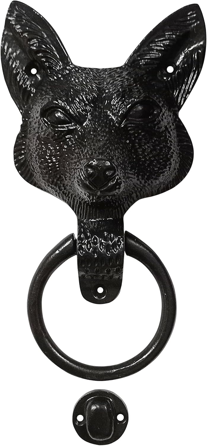 “Fox Ring” Black Antique Iron Door Knocker (Black Powder Coated Finish) - Supplied as 1 Piece Per Pack